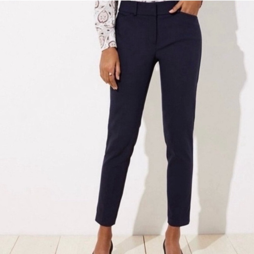 LOFT Julie Skinny Pants Navy Blue Ankle Pants Size 6
